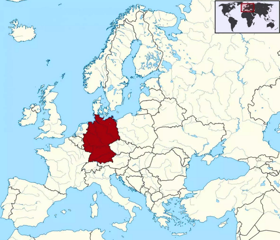 Германия на карте Европы