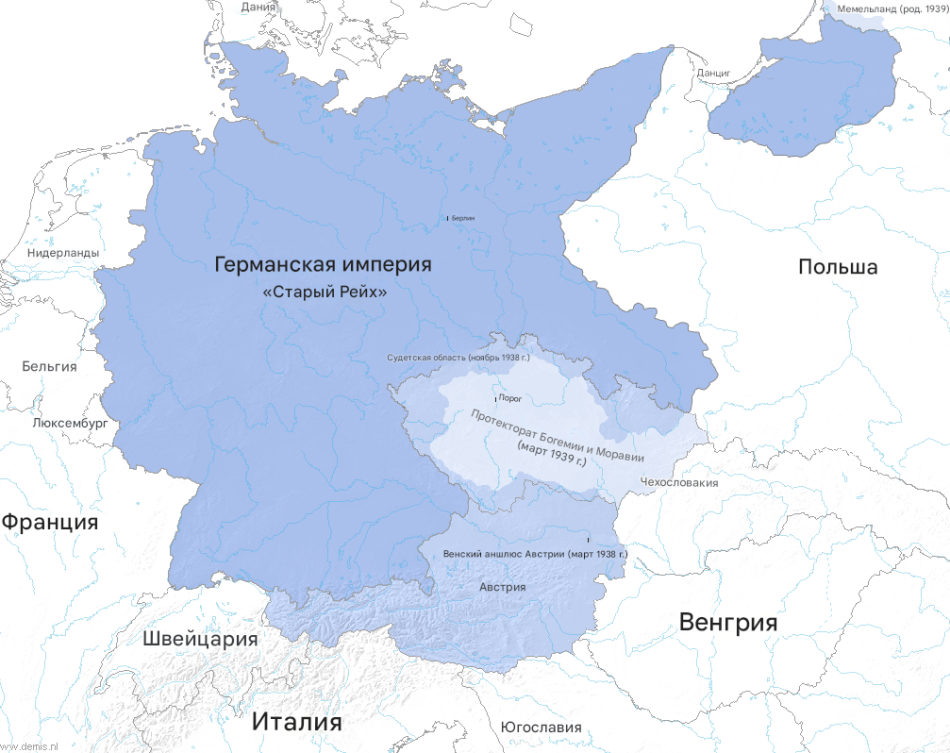 Карта Германии 1939