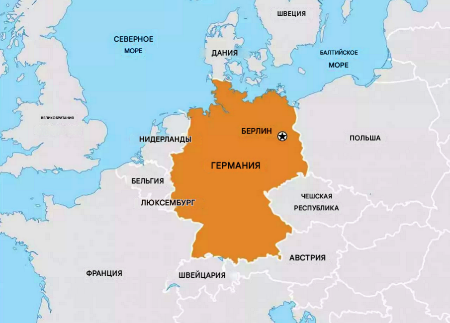 Карта Германии и соседних стран